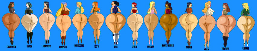 14girls 6+girls anne_maria_(tdi) ass ass_chart back_view big_ass big_butt black_hair blonde_hair bridgette_(tdi) brown_hair carrie_(tdi) cartoon_network courtney_(tdi) dakota_(tdi) dat_ass emma_(tdi) eva_(tdi) fat_ass female female_only giant_ass gigantic_ass green_hair gwen_(tdi) heather_(tdi) high_heels huge_ass huge_butt huge_thighs izzy_(tdi) jarsman_(artist) kelly_(tdi) lindsay_(tdi) massive_ass massive_butt massive_thighs milf multiple_girls rear_view take_your_pick taylor_(tdi) text the_ridonculous_race thick_ass thick_butt total_drama:_revenge_of_the_island total_drama_(series) total_drama_island wide_hips zoey_(tdi)