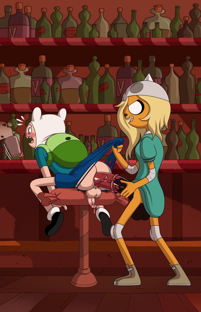 1boy 1boy1girl 1futa 1girls adventure_time anthro ass backsack balls big_ass big_butt blonde_hair blush bronwyn butt canine cartoon_network dezetaka fat_ass fat_butt female finn_the_human futanari hat huge_ass huge_butt male penis penis_in_ass precum ripped_clothing ripped_pants sex sitting thick_ass thick_butt warner_brothers yellow_fur