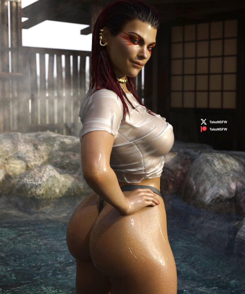 3d apex_legends ass big_ass big_butt brazilian brazilian_female bubble_butt busty female female_focus female_only hourglass_figure loba loba_(apex_legends) tagme tekonsfw thong wet wet_body wet_clothes wet_skin wet_t-shirt wide_hips