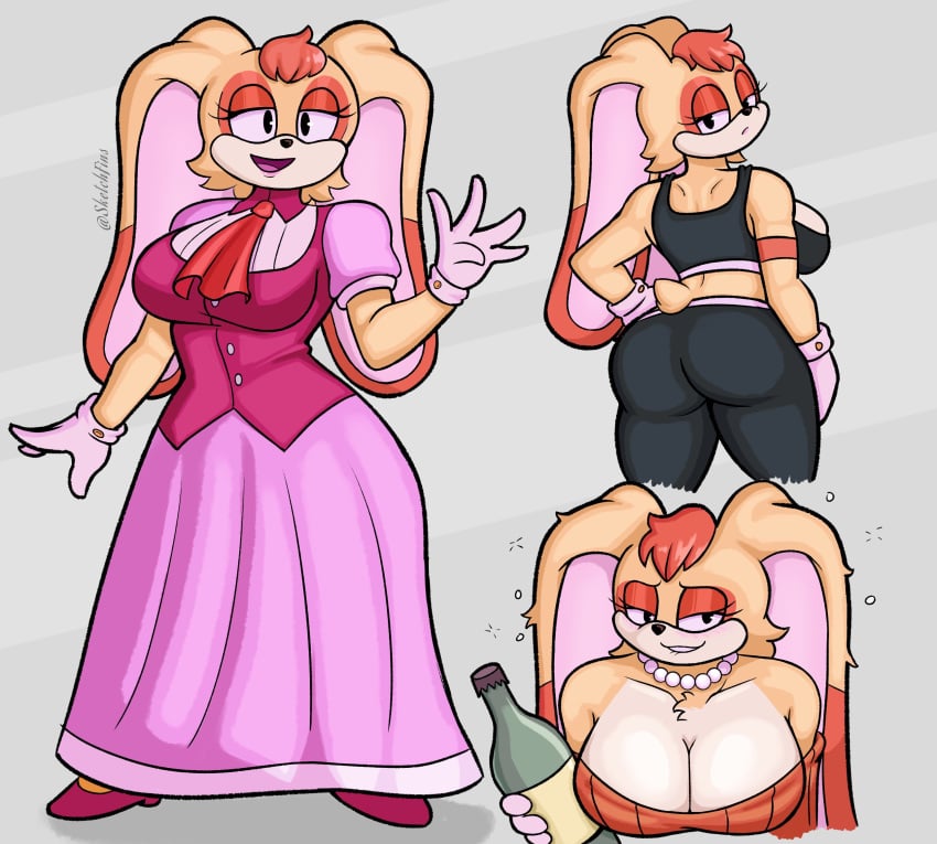 2d anthro anthro_only drunk furry furry_female furry_only mature_female mother sega sketchfins sonic_(series) sports_bra sportswear sweatpants vanilla_the_rabbit