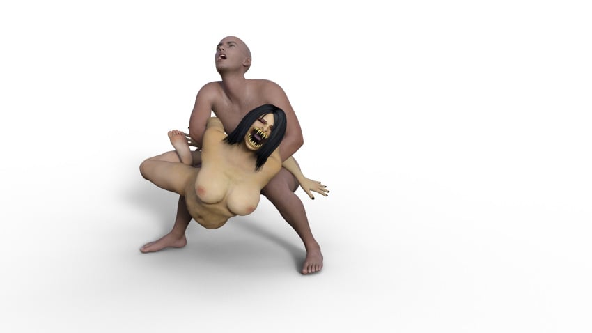 1boy 1girls alpha_channel black_hair daz_studio maledom mileena mileena_(mk9) mortal_kombat pain ryona screaming sharp_teeth submission submission_hold transparent_background transparent_png wrestling