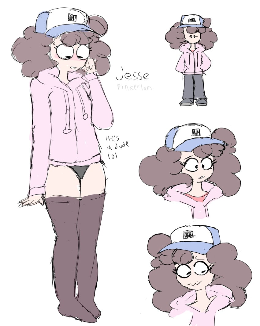 brown_hair dude femboy hat hoodie jesse_pinkerton_(karlometer) karlometer male thighs