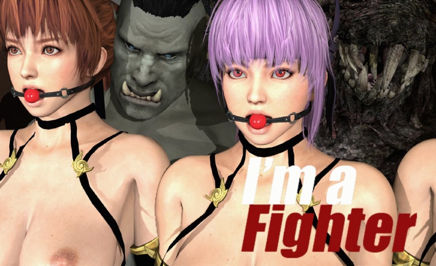 2girls 3d 3d_(artwork) ayane_(doa) ball_gag bondage bondage_harness dead_or_alive female fight gangbang heroine kasumi_(doa) kunoichi monster multiple_girls ninja nipples orc sex_slave sex_toy