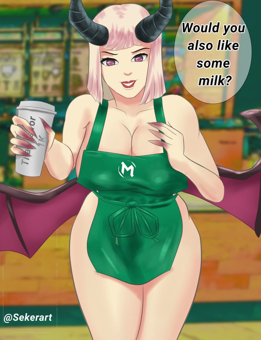 alice_(mobile_legends) big_breasts milf milk mlbb mobile_legends mobile_legends:_bang_bang mommy sekerart starbucks succubus