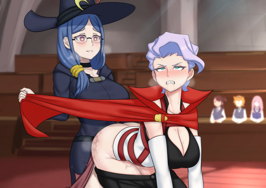 1futa 4girls atsuko_kagari being_watched bent_over bottomless breasts clothed clothing commission croix_meridies female futa_on_female futanari human light-skinned_female light-skinned_futanari light_skin little_witch_academia lotte_jansson mostly_clothed multiple_girls partially_clothed seinz0 standing sucy_manbavaran ursula_callistis