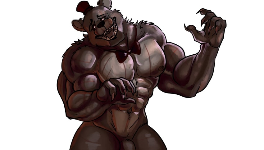 1boy abs anthro bara clothing five_nights_at_freddy's five_nights_at_freddy's_4 flaccid freddy_(fnaf) gay genitals hat headgear headwear hi_res male male_focus male_only mammal muscular muscular_anthro muscular_male nightmare_freddy open_mouth pecs penis pinumontbalou scottgames solo solo_focus ursid video_games