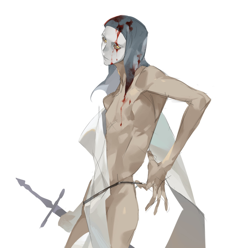 1boy 34am elden_ring fromsoftware male male_only nude nude_male open_clothes solo twink white_mask_varré