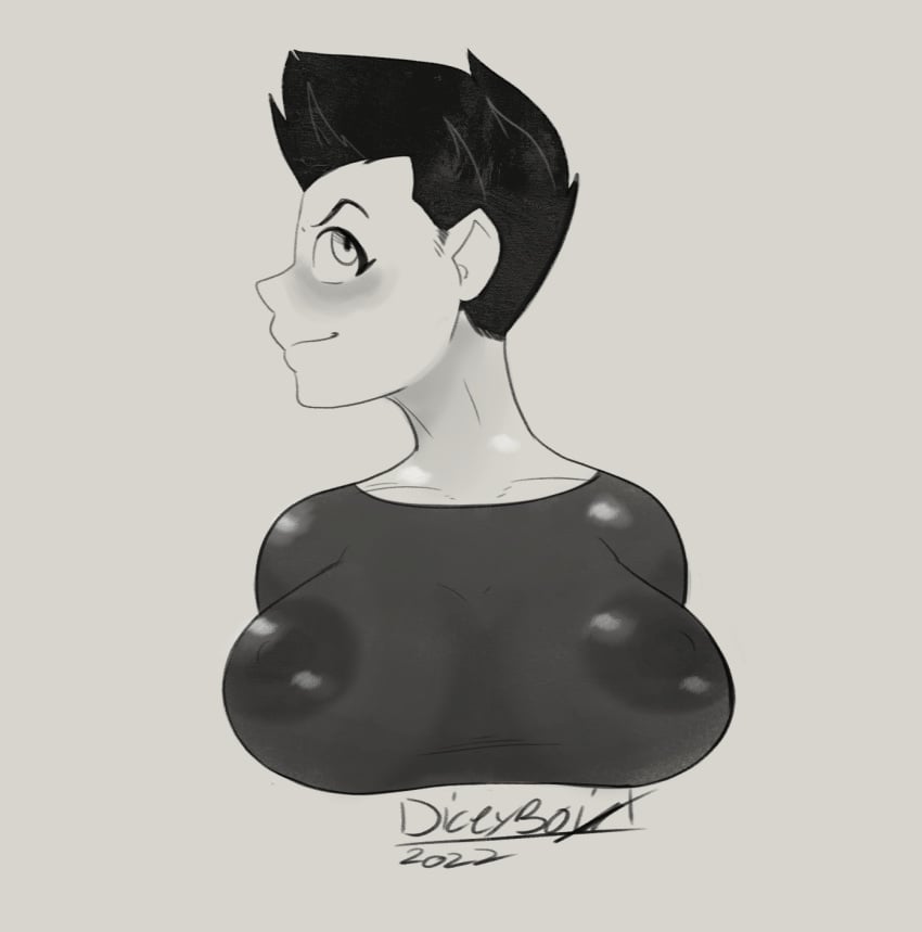 areolae big_breasts breasts dicey_(diceyboi) diceyboi eyelashes large_areolae nipples shiny short_hair sketch transparent_clothing