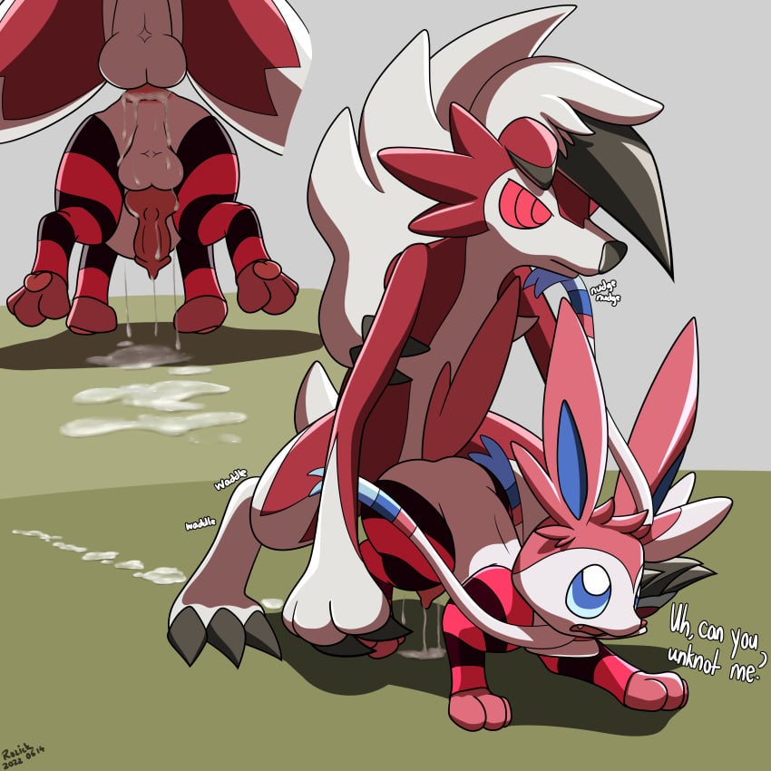 2boys anal anal_sex anus balls cum cum_in_ass cum_inside eparihser gay lycanroc male male/male male_only midnight_lycanroc nintendo open_mouth penis pokemon pokephilia risenne sex sylveon tullem yaoi