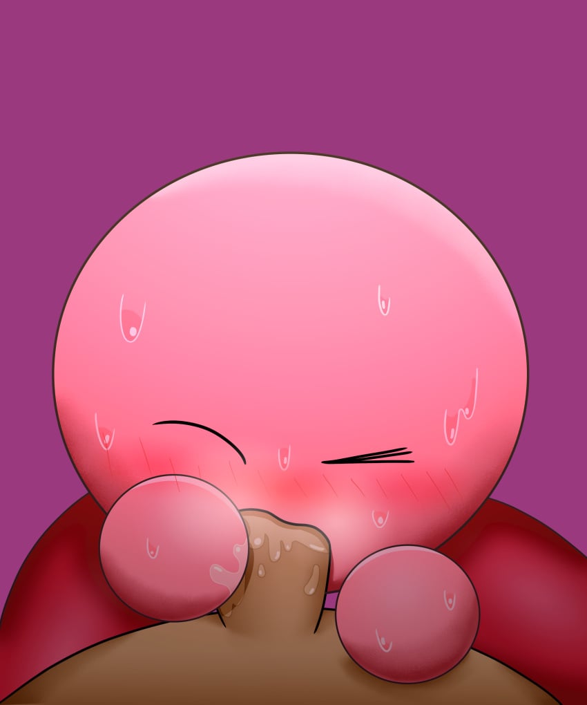 1boy 1other 2022 absurd_res alien ambiguous_gender bald barefoot blush bodily_fluids breath brown_body brown_penis brown_skin closed_eyes duo earless erection feet fellatio first_person_view genitals hand_on_body hand_on_penis hi_res human kirb kirby kirby_(series) male male/ambiguous mammal multicolored_body multicolored_skin nintendo noseless not_furry nude open_mouth oral penile penis pink_body pink_skin purple_background red_body red_skin round_body saliva saliva_on_hand saliva_on_penis sex shadow simple_background solo_focus sucking sweat video_games waddling_head