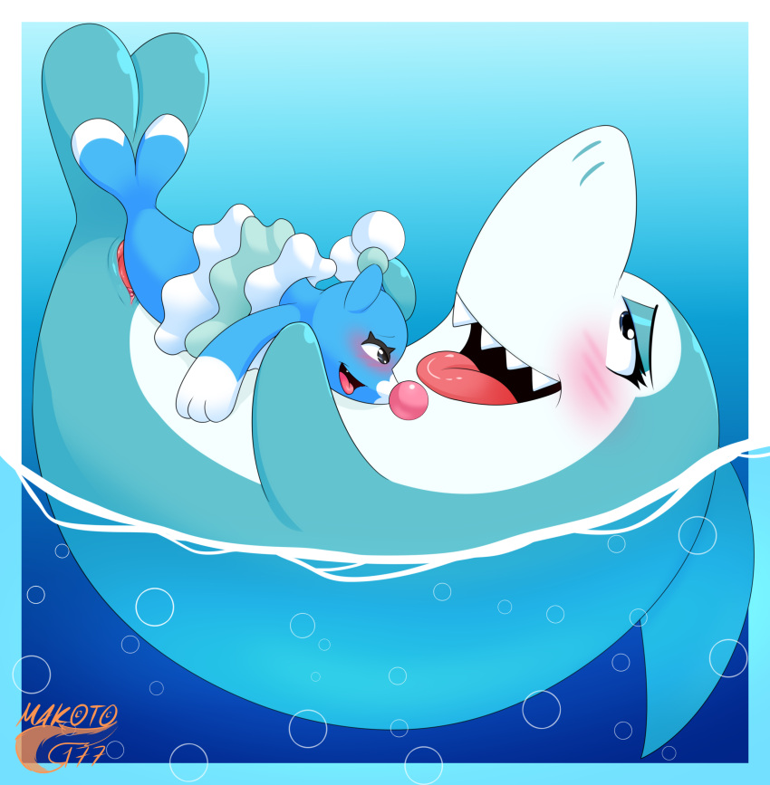 absurd_res blue_body blush brionne digital_media_(artwork) duo female feral fish genitals hanna-barbera hi_res interspecies jabberjaw jabberjaw_(character) makoto177 male male/female male_penetrating mammal marine nintendo penetration penis pinniped pokémon_(species) pokemon pussy sex shark simple_background smile tongue tongue_out video_games