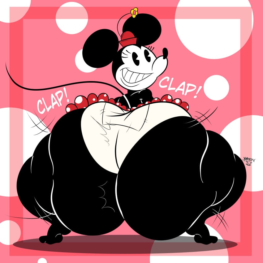 1girls anthro ass ass_clap ass_clapping ass_jiggle big_ass clapping_cheeks crouching disney fat fat_ass female female_only gigantic_ass huge_ass looking_at_viewer looking_back massive_ass mickey_mouse_shorts minnie_mouse mouse mrxrickyx onomatopoeia panties rodent skirt solo squatting thick_thighs tiptoes twerking what wide_hips