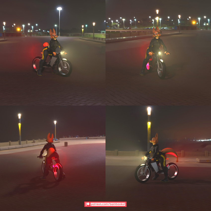 1:1 1girls 3d anthro bambookat bodysuit breasts diane_foxington dreamworks female female_focus furry motorcycle night outdoors self_upload tail the_bad_guys