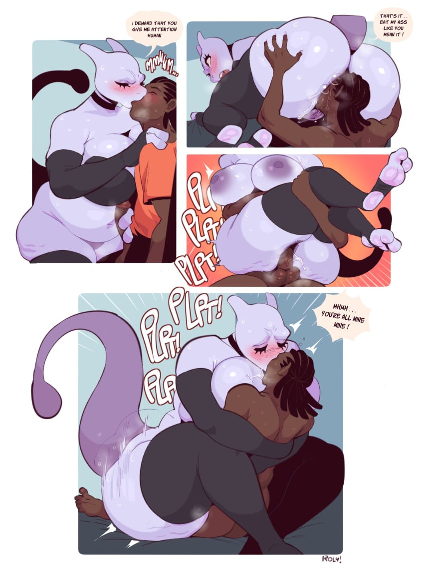 anthro_penetrated areola armwear ass big_breasts big_butt black_body black_skin blush breasts clothing cunnilingus dark-skinned_male dark_body dark_skin dreadlocks exposed_torso face_in_pussy facesitting female female_mewtwo female_penetrated genitals hi_res huge_breasts human human_on_anthro human_penetrating human_penetrating_anthro interspecies kissing legendary_pokémon leggings legwear male male/female male_penetrating male_penetrating_female mammal mewtwo neckwear nintendo nude oral penetration pokemon pokemon_(species) pussy roly sex tongue tongue_out vaginal_penetration video_games