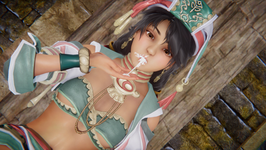 adorable baby_face black_hair brown_eyes cum cum_in_hand cum_in_mouth cum_on_face cum_on_hand cute female fighting_game filipina honey_select honey_select_2 impressed kneeling long_hair looking_down petite petite_body small_breasts soul_calibur spitting_cum spitting_into_hand spitting_out talim tasting_cum teen teenage teenage_girl teenager twin_braids twintails young