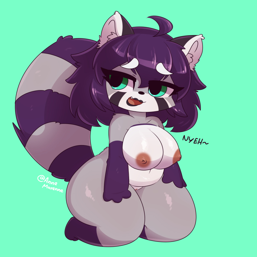 ailurid anthro big_breasts breasts female fur green_eyes grey_body grey_fur hi_res mammal red_panda safira_moonrune short_stack shortstack solo thedeirdre96 wide_hips