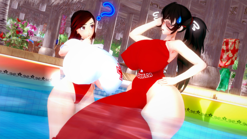 1futa 1girls 3d big_breasts big_penis breasts clothed clothing female futanari huge_cock human hyper hyper_balls hyper_penis light-skinned_female light-skinned_futanari light_skin penis raven_branwen rwby summer_rose tagme unski113d