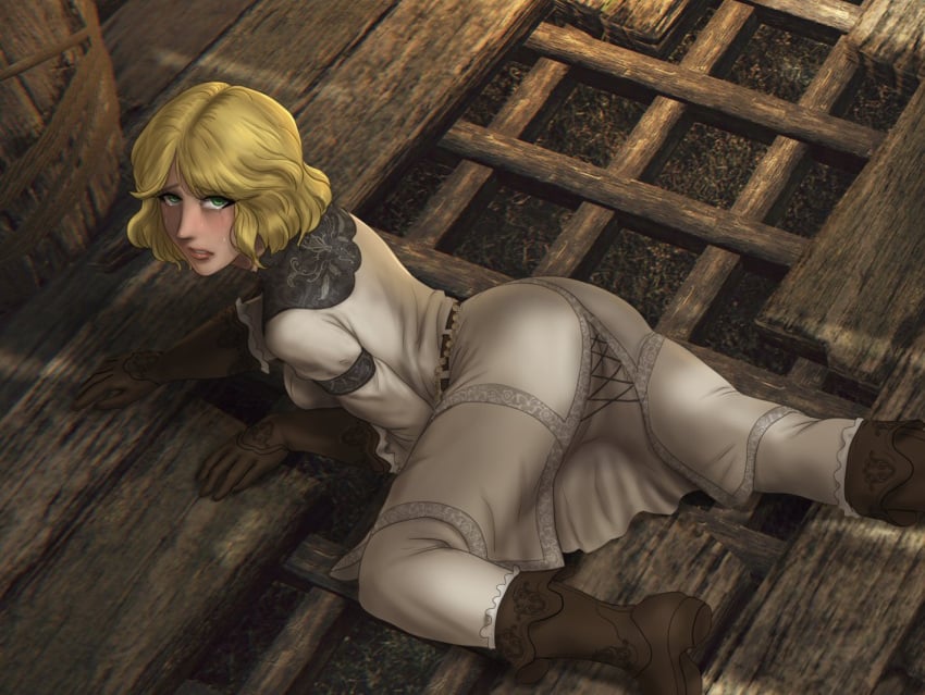 1girls ass ass_focus ayaswan big_ass blonde_hair crying elden_ring female female_only fromsoftware imminent_rape imminent_sex pov roderika_(elden_ring)