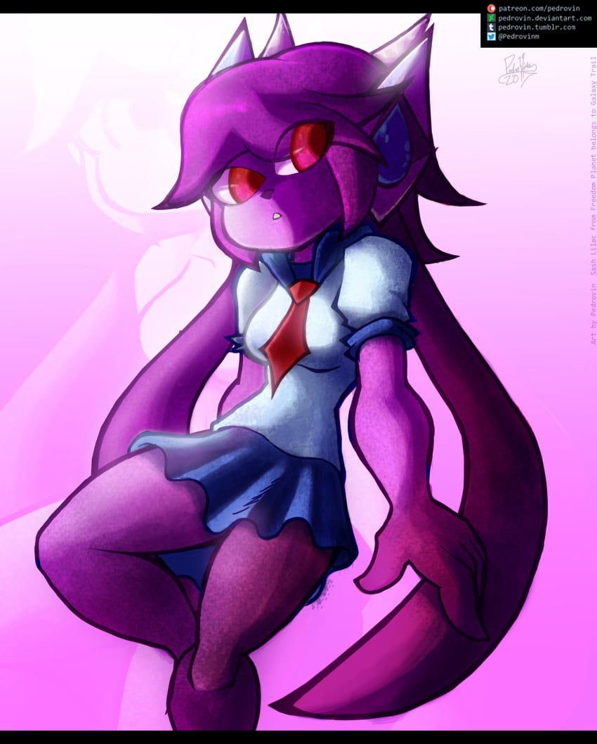 anthro aquatic_dragon dragon female female_protagonist freedom_planet pstash sash_lilac school_uniform video_games