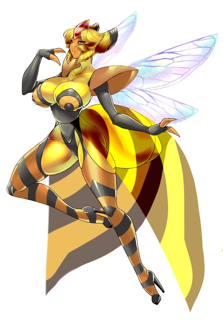 1girls 2d anthro anthrofied big_breasts bodysuit female female_focus female_only heels high_heels mayo1nomor1 pokemon pose solo stockings the_lost_artist transparent_clothing vespiquen victoria_(psyke) wasp wings zacianswords