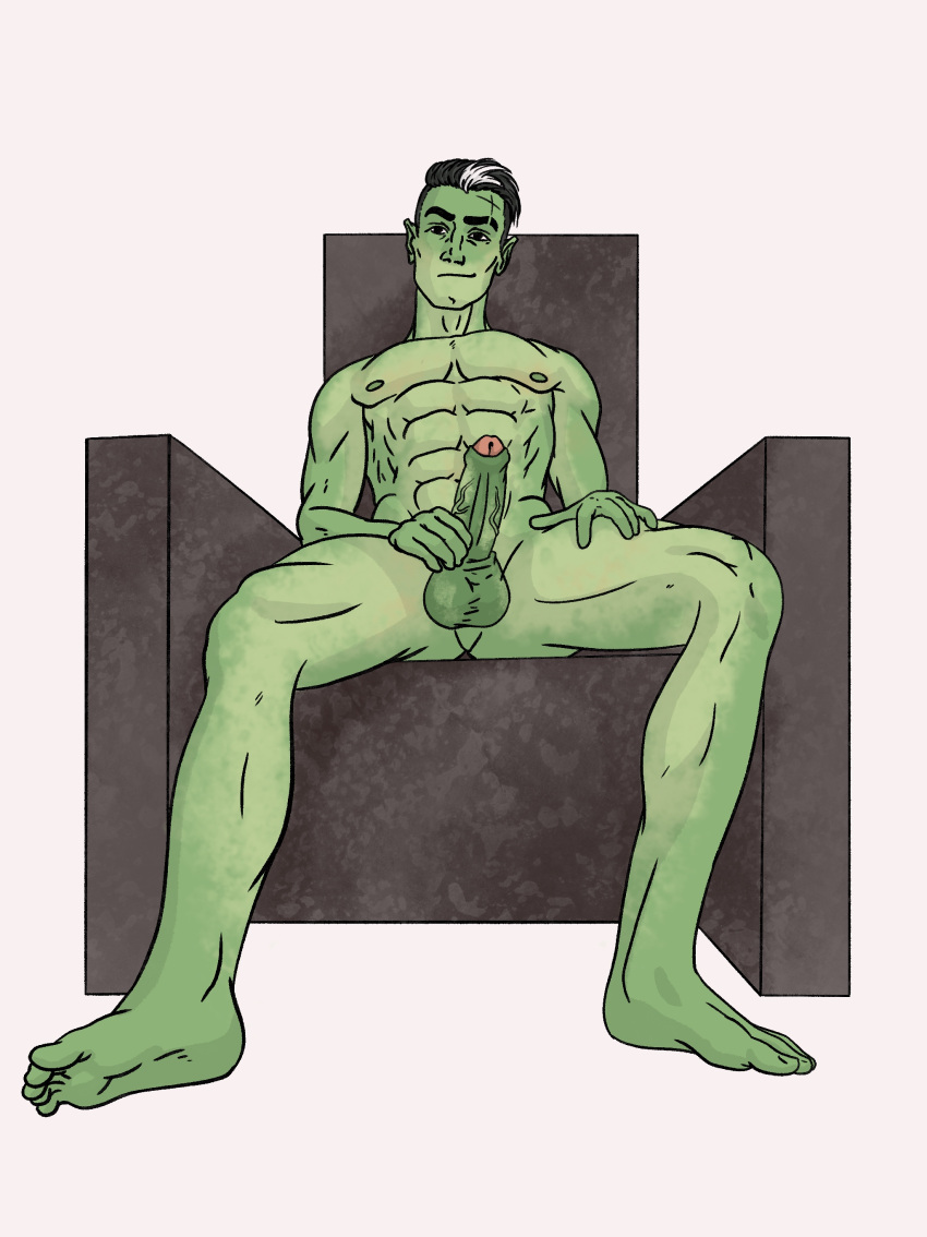 1boy black_hair critical_role critical_role:_the_mighty_nein erection fjord_(critical_role) fjord_stone gay green_skin male male_only masturbation