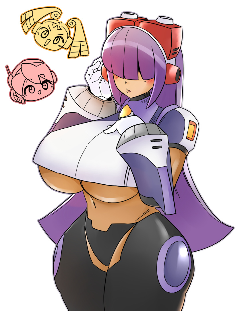 alia bamman beauty_mark big_breasts blush dark-skinned_female female hair_over_eyes large_breasts layer mega_man mega_man_x pallette purple_hair robot robot_girl voluptuous wide_hips