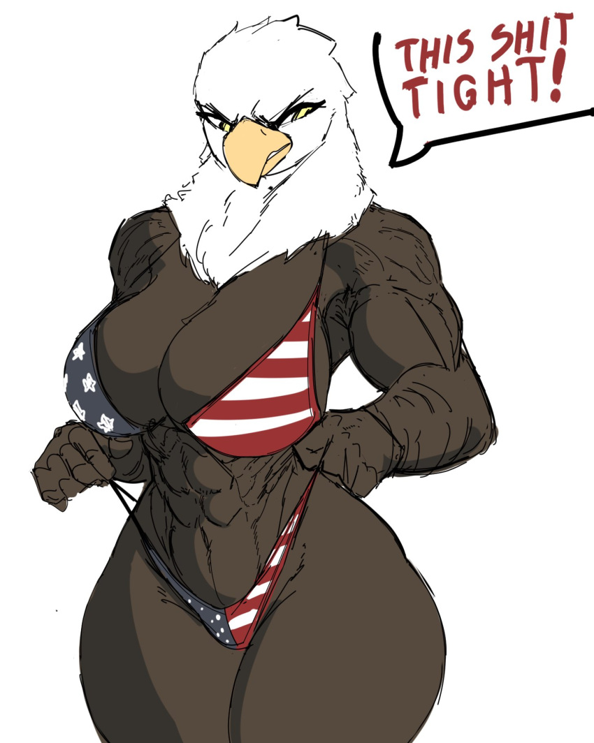 1girls 4th_of_july abs american_eagle anthro bald_eagle big_breasts breasts dare_to_exist female muscular muscular_female solo solo_female tagme thick_thighs wide_hips