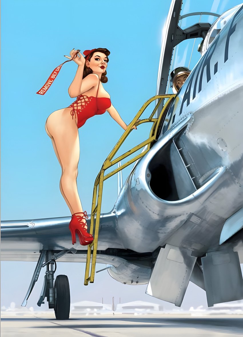 f-80_shooting_star heels long_legs pinup romain_hugault