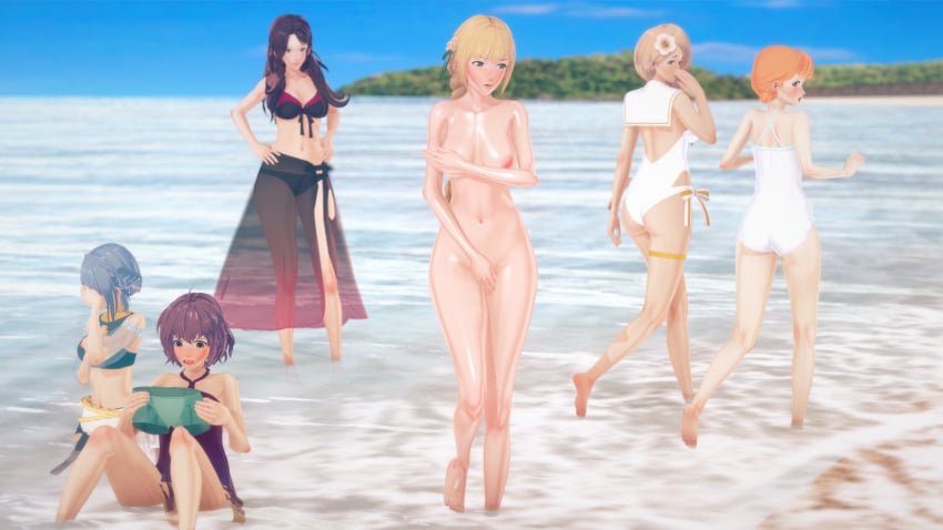 3d 6+girls 6girls accidental_exposure alternate_costume annette_fantine_dominic ass back back_view bangs bare_legs barefoot beach bernadetta_von_varley big_ass bikini bikini_bottom bikini_shorts black_bikini black_swimsuit blonde_hair blue_bikini blue_hair blue_swimsuit blush braid braided_ponytail breasts brown_hair cleavage clothed_female_nude_female completely_nude completely_nude_female covering covering_breasts covering_crotch covering_eyes dorothea_arnault dorothea_arnault_(summer) dume embarrassed embarrassed_nude_female enf exhibitionism female female_only fire_emblem fire_emblem:_three_houses fire_emblem_heroes flower green_bikini green_eyes green_swimsuit grey_eyes hair_flower hair_over_shoulder humiliation ingrid_brandl_galatea large_breasts laugh legs light_blue_hair long_hair looking_back lost_bikini lost_clothes marianne_von_edmund medium_breasts mercedes_von_martritz multiple_girls navel nintendo nude nude_female ocean official_alternate_costume one-piece_swimsuit open_mouth orange_eyes outdoors purple_bikini purple_hair purple_swimsuit sarong see-through short_hair side_ponytail sitting small_breasts smile swimsuit wading walking walking_away water white_swimsuit