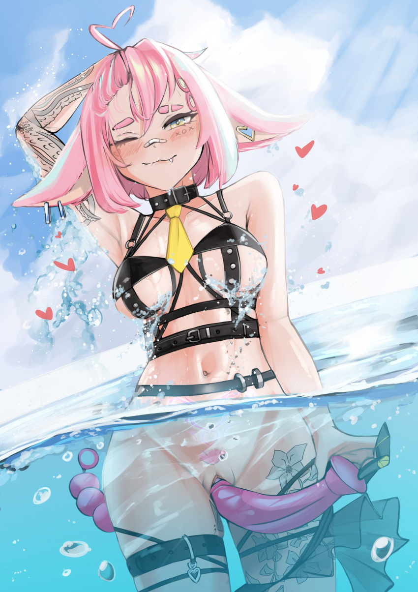 1girls absurd_res ahoge anal_beads animal_ears belt_collar blush bra_strap dildo dildo_in_pussy el_xox female female_only green_eyes heart in_water indie_virtual_youtuber looking_at_viewer masturbation narrowed_eyes oerba_yun_fang pink_hair pubic_hair pubic_tattoo pussy rain_prophet sea sex_toy smiling smiling_at_viewer solo solo_female straps tattoo tattoo_on_leg tattooed_arm uncensored vaginal_penetration virtual_youtuber wink winking_at_viewer