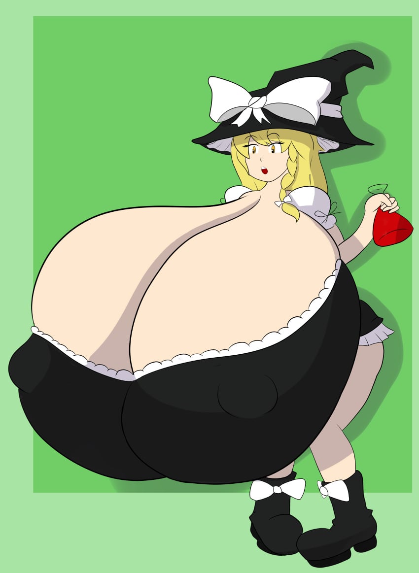 1girls big_ass breasts_bigger_than_body breasts_bigger_than_head breasts_bigger_than_torso dingousdingous18 dingusdongus18 enormous_breasts gigantic_breasts huge_ass huge_breasts hyper hyper_breasts long_hair marisa_kirisame massive_breasts potion surprised touhou