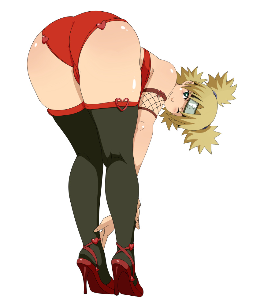 1girls artist_request bent_over big_ass blonde_hair bra female female_only from_behind full_body headband heels high_heels inusen leaning leaning_forward legs_together legwear lingerie looking_at_viewer looking_back naruto naruto_(series) naruto_shippuden one_eye_closed panties presenting presenting_ass presenting_hindquarters quad_tails solo solo_focus standing stockings sunagakure_symbol teal_eyes temari tied_hair underwear wink