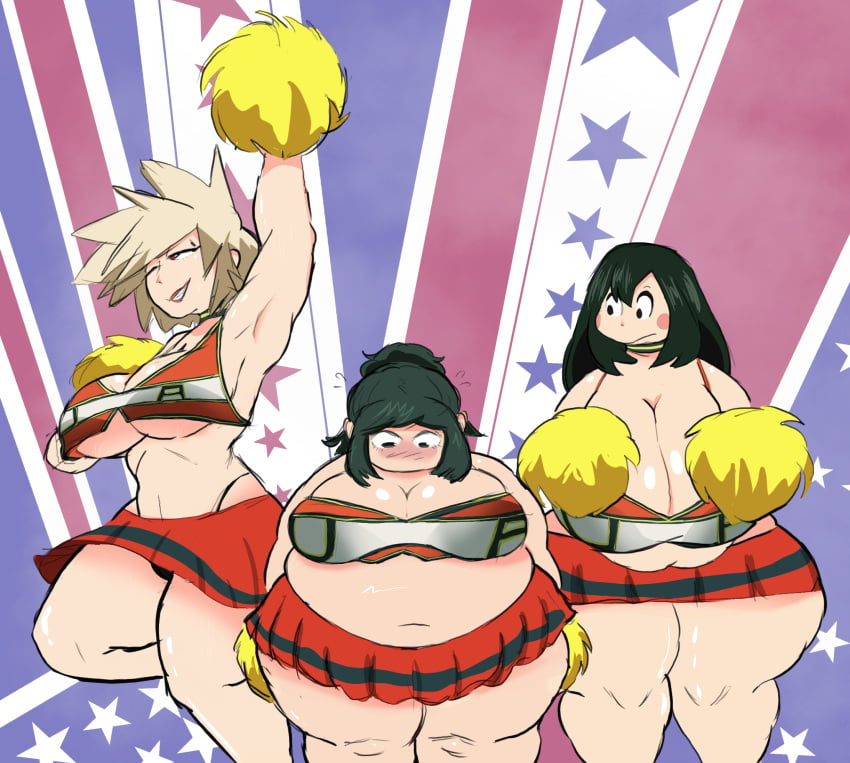 bbw beru_asui blonde_hair cheerleader cheerleader_uniform chubby chubby_female dorkass embarrassed fat green_hair inko_midoriya milf mitsuki_bakugou my_hero_academia nicechan obese obese_female overweight overweight_female skirt