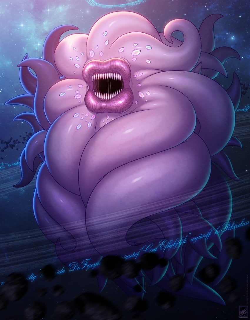 1girls azathoth big_lips body_horror eldritch eldritch_abomination eldritch_horror female_only huge_lips lips multi_eye saliva sharp_teeth space tentacle walter_sache what