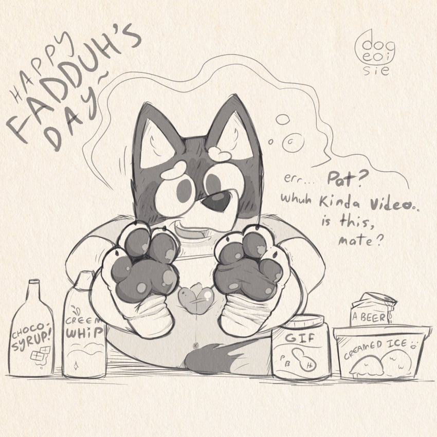 1:1 3_toes anthro anus balls bandit_(bluey) bandit_heeler bluey_(series) blush bubble canid canine canis claws dialogue dogeoisie domestic_dog drunk drunk_bubble english_text feet food foot_fetish foot_focus genitals greyscale hi_res holding_legs male male/male male_only mammal monochrome offscreen_character offscreen_male pawpads penis soles solo substance_intoxication text toe_claws toes wrinkled_feet