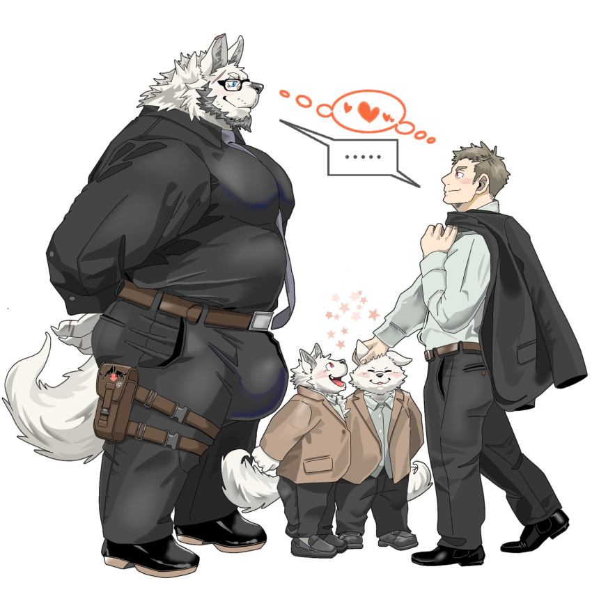 ... 1:1 abs age_difference anthro backpack beard belt big_bulge big_muscles big_pecs blush bodyguard bottomwear bulge canid canine canis chan_kiti_chan_(artist) closed_eyes clothing duo eye_contact eyewear facial_hair family father father_and_child father_and_son footwear fur glasses grey_hair group hair heart hi_res human human_on_anthro interspecies jacket larger_anthro larger_male looking_at_another male male/male mammal muscular muscular_anthro muscular_male older_anthro older_male pants parent parent_and_child pecs petting platinum_blonde_hair president romantic romantic_couple shoes size_difference smaller_human smaller_male son suit topwear white_body white_fur wolf young younger_human younger_male