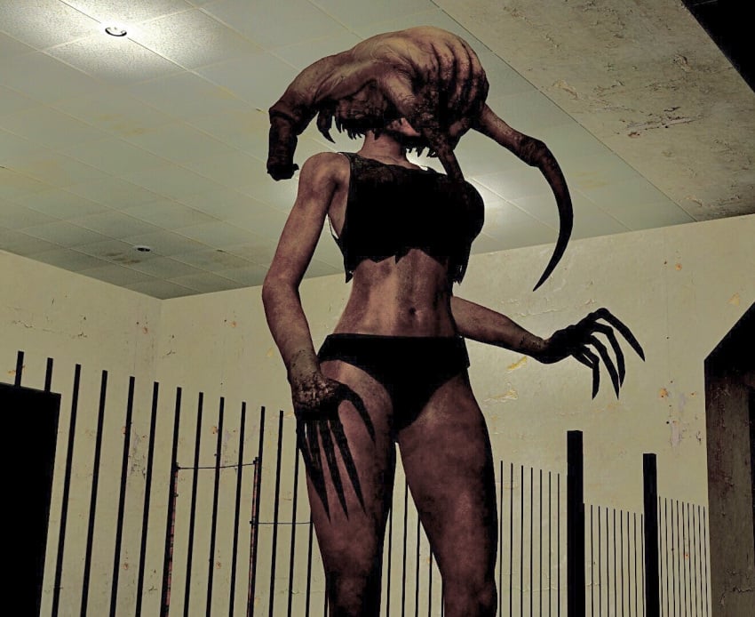 1girls beezechurger big_breasts brainwashing breasts claws female female_headcrab female_only half-life half-life:_alyx half-life_2 hand_on_hip headcrab headcrab_zombie indoors inside looking_to_the_side mind_control monster_girl nightmare_waifu solo solo_female solo_focus standing topwear underwear valve