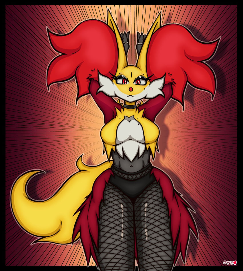 anthro armpits big_breasts breasts delphox female mahoxy mahoxy_(artist) no_humans pokémon_(species) pokemon pokemon_only tagme