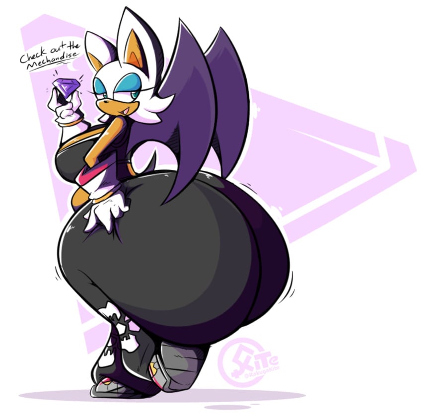 big_ass big_breasts breasts bubble_butt female huge_ass hyper_ass rakugakite rouge_the_bat rouge_the_rider sega sonic_(series) sonic_riders tagme