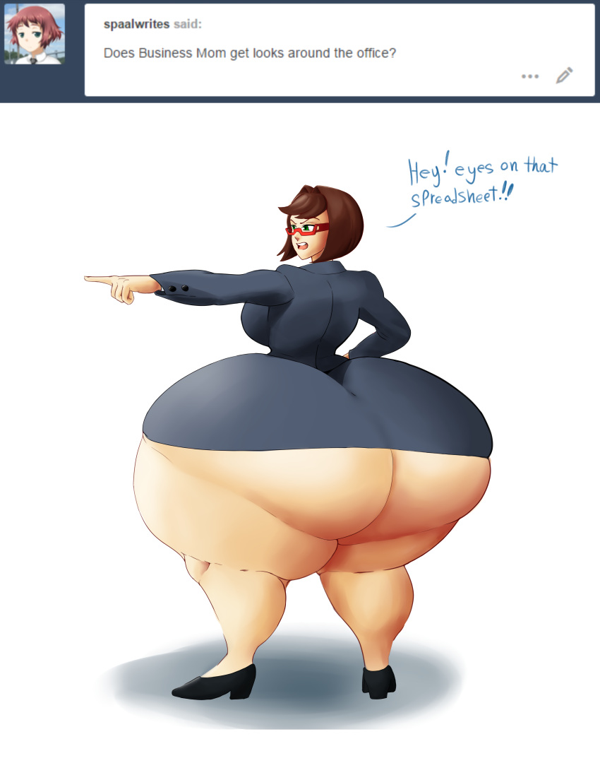 1girls ass_bigger_than_body ass_bigger_than_breasts ass_bigger_than_head big_breasts enormous_ass fat_thighs gigantic_ass heels huge_ass huge_breasts hyper hyper_ass madeline_(sweetscentedcrescent) massive_ass question short_hair sweetscentedcrescent tagme talking thick_thighs tumblr wide_hips