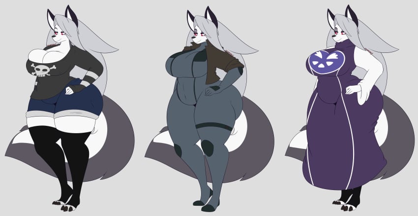 big_breasts breasts dewwydarts dewwydartz female furry hellhound helluva_boss loona_(helluva_boss) tagme thick_thighs toriel_(cosplay) wide_hips