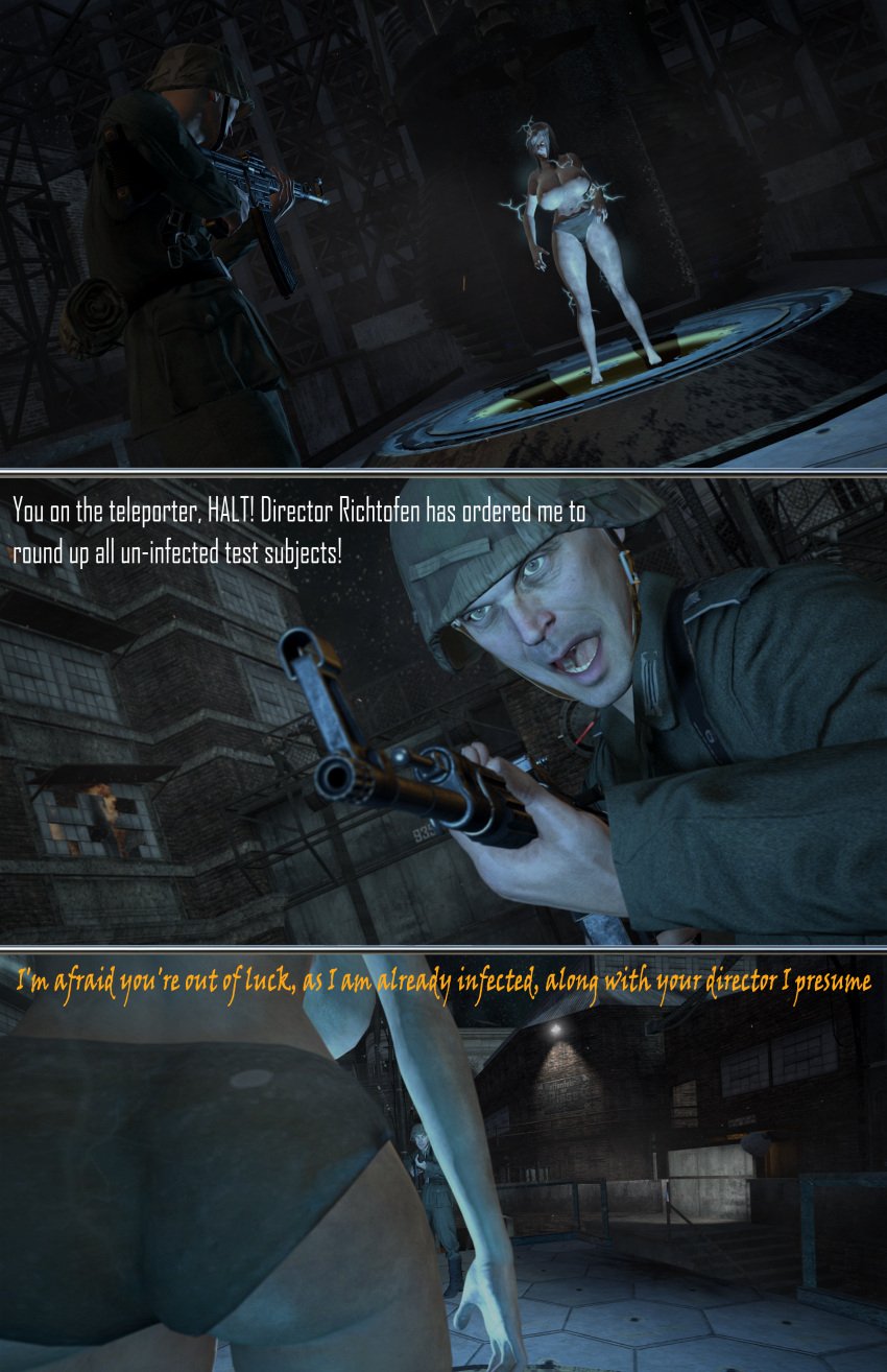 3d ass_focus assault_rifle big_breasts call_of_duty comic firearm gun maxkarma69 nazi teleportation world_war_2 zombie