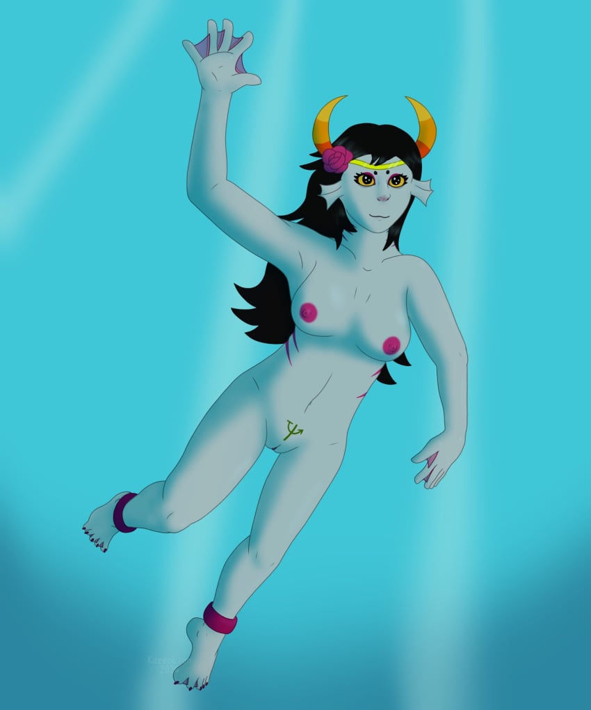 1girls alien alien_humanoid black_hair bottomless breast breasts breasts color colored female female_focus female_only grey_skin grey_skin homestuck homestuck_troll horn horns humanoid humanoid_alien kazeolion nude nude_female nudity original_character solo solo_female topless troll underwater