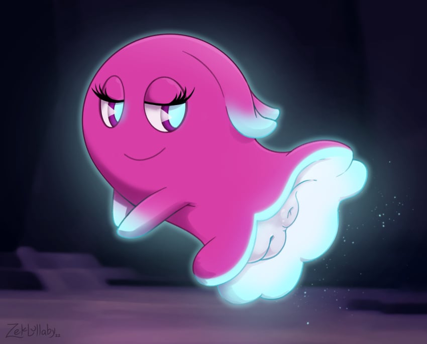 2022 anus ass bandai_namco bedroom_eyes bright darkness digital_media_(artwork) disney_xd dust female genitals ghost glowing hair light looking_at_viewer looking_away narrowed_eyes not_furry pac-man_(series) pac-man_and_the_ghostly_adventures pac-man_eyes pink_body pinky_(pac-man) presenting presenting_hindquarters presenting_pussy purple_eyes pussy seductive smile smiling solo spirit video_games zeklullaby