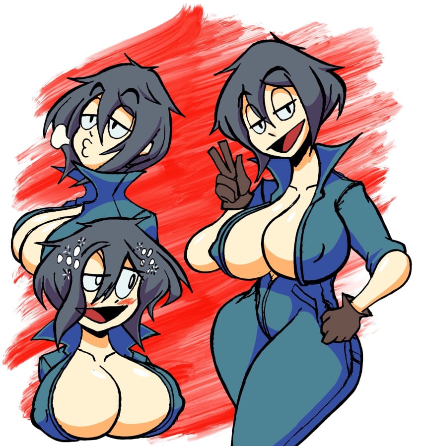 1girls 30th_video_rentals alternate_breast_size big_ass big_breasts black_eyes black_hair breasts chuuko_rental cleavage clothing colored curvy fanart gloves half-closed_eyes huge_breasts indie_virtual_youtuber jumpsuit kataochi_chuuko kissy_face large_breasts meaty_ass mob_face nakako_kataochi plump smiling th3gadfly thick thighs virtual_youtuber vtuber wide_hips