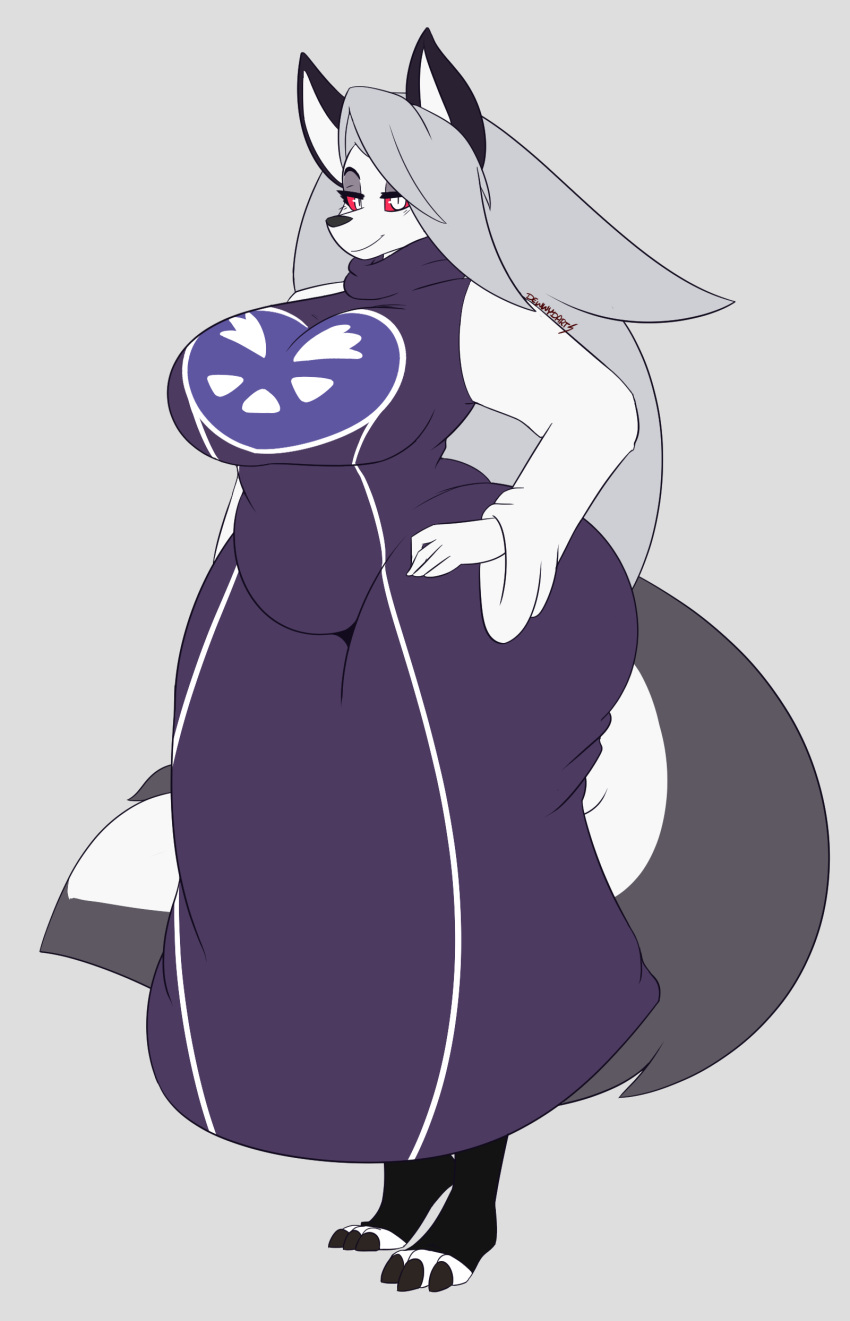 big_breasts breasts dewwydarts dewwydartz female furry hellhound helluva_boss loona_(helluva_boss) tagme toriel_(cosplay)