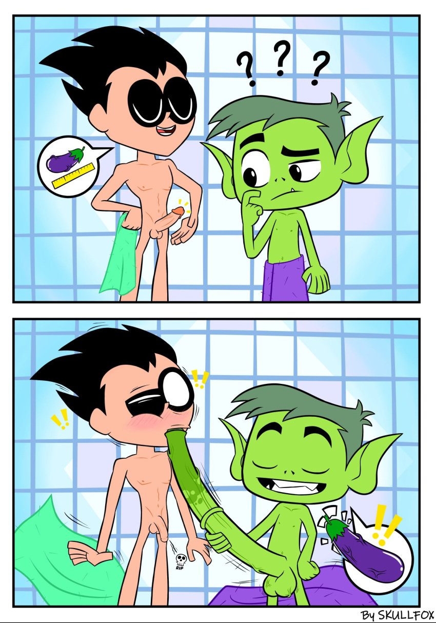 beast_boy dc dc_comics dick_grayson gay male robin_(dc) robin_(dick_grayson) skullfox teen_titans_go yaoi