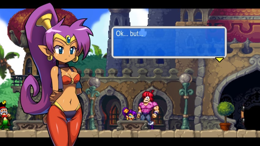 1girls breasts female long_hair neutral_expression not_porn purple_hair screenshot shantae shantae_(character)