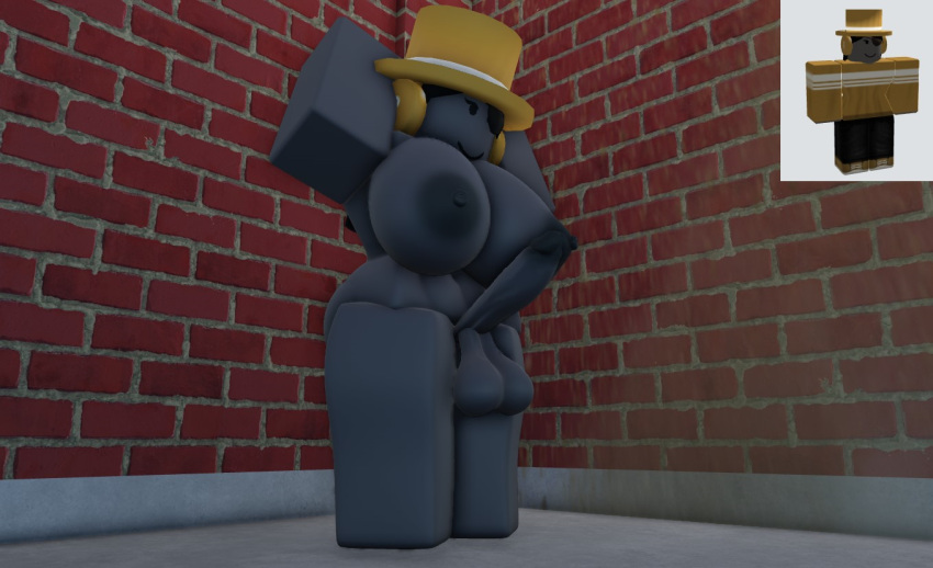 1futa 3d areolae balls big_ass big_balls big_breasts big_penis breasts eyepatch futa_focus futa_only futanari grey_skin hands_behind_head hat headphones ninjashyper2 nipples penis public public_nudity reference_image roblox roblox_avatar robloxian self_upload tagme thighs