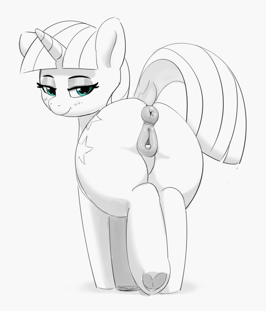 absurd_res animal_genitalia animal_pussy anus ass blush clitoral_winking clitoris cutie_mark dock equid equine equine_pussy female feral friendship_is_magic genitals half-closed_eyes hasbro hi_res hooves horn mammal mature_female mature_feral monochrome my_little_pony narrowed_eyes pabbley puffy_anus pussy raised_tail smile solo twilight_velvet_(mlp) underhoof unicorn